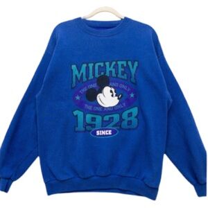 Rare Vintage Blue Disney Mickey Mouse 1928 Crewneck Sweater